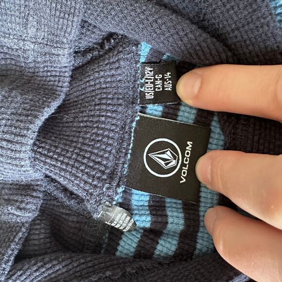 Volcom Boys' Blue Striped Thermal Hoodie - Size 11/12 - Picture 5 of 6